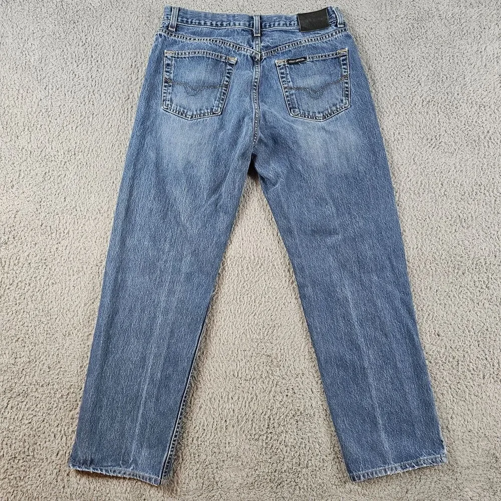 Harley Davidson Jeans Men 32x29 Blue Denim Distressed Biker Grunge Skater Cotton